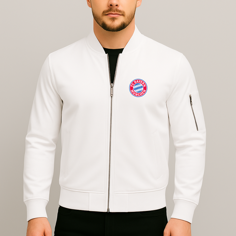 Men's F.C. Bayern Munchen Soccer Lightweight Bomber Jacket Windbreaker Softshell Varsity Jacket Coat