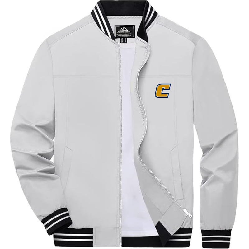 Men's Chattanooga Mocs  Lightweight Zip-Up Bomber Jacket with Ribbed Collar and Cuffs Versatile Casual Outerwear