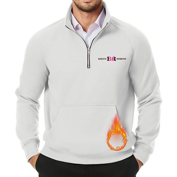 Men's Baskin-Rоbbins  JMIERR Quarter Zip Pullover Heavy Sweatshirts Warm Fleece Sweatshirt Polo Shirt with Pockets