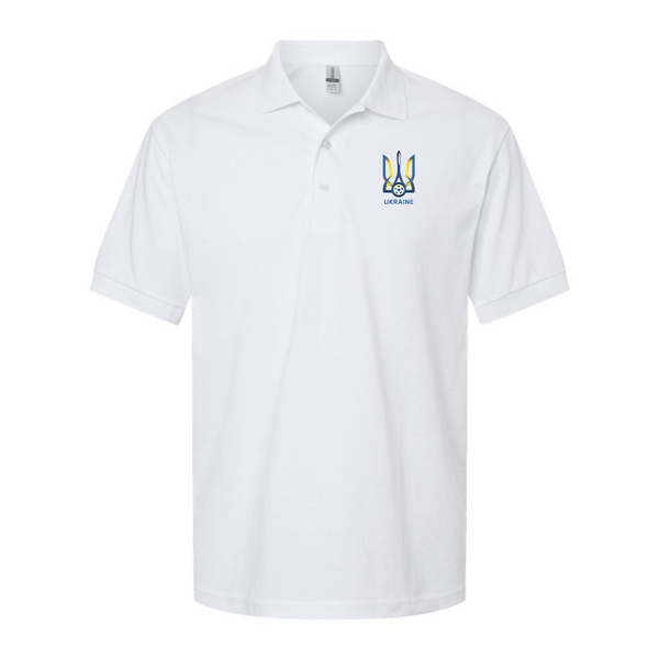 Men's Ukraine National Football Soccer Team Gildan Dry Blend Jersey Polo