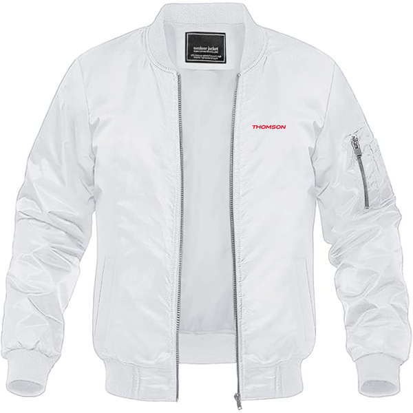 Men's Thomson Logo Lightweight Bomber Jacket Windbreaker Softshell Varsity Jacket Coat