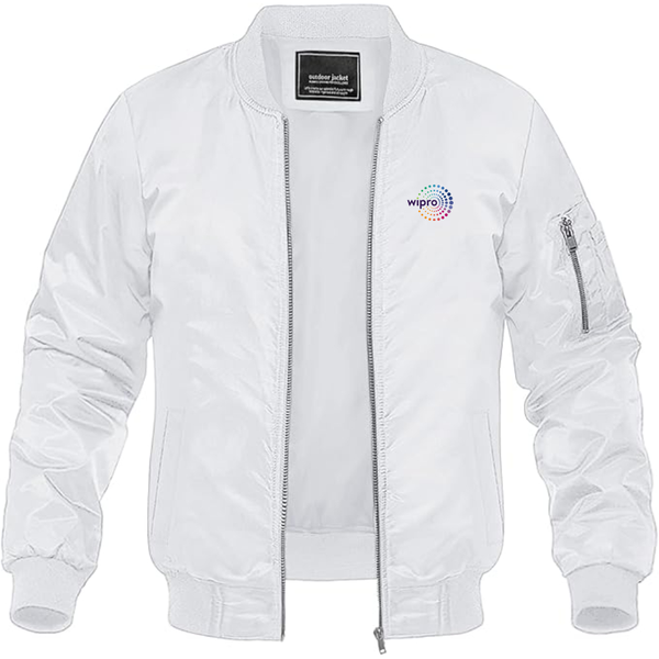 Men's  Wipro Logo Lightweight Bomber Jacket Windbreaker Softshell Varsity Jacket Coat