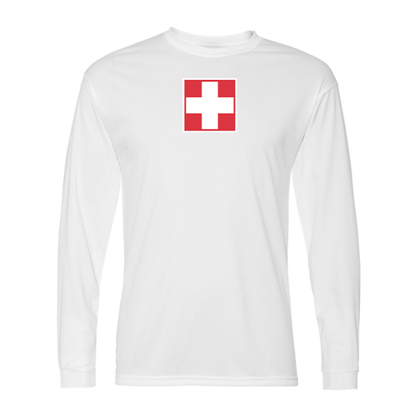 Men's Switzerland National Football Soccer Team  Performance Long Sleeve T-Shirt