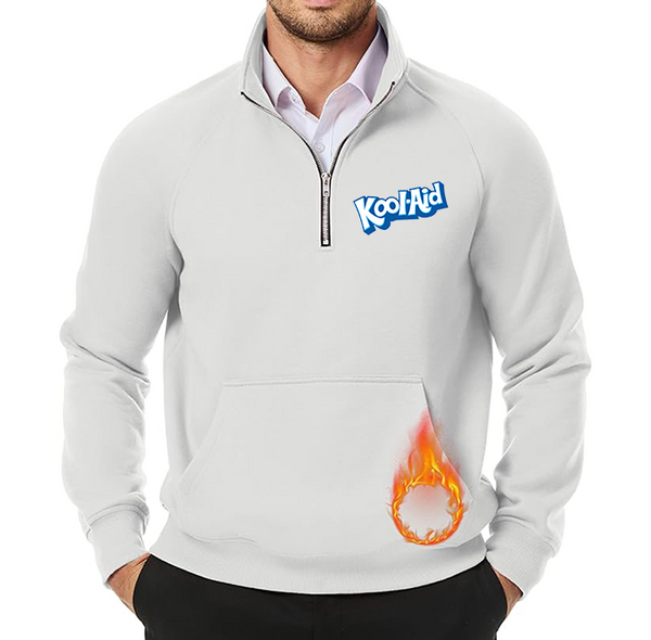 Men's kool-Aid JMIERR Quarter Zip Pullover Heavy Sweatshirts Warm Fleece Sweatshirt Polo Shirt with Pockets