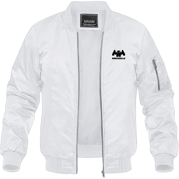 Men's Marshmello Logo Lightweight Bomber Jacket Windbreaker Softshell Varsity Jacket Coat