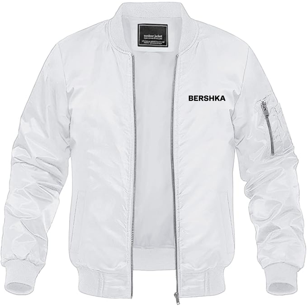 Men's Bershka Logo Lightweight Bomber Jacket Windbreaker Softshell Varsity Jacket Coat