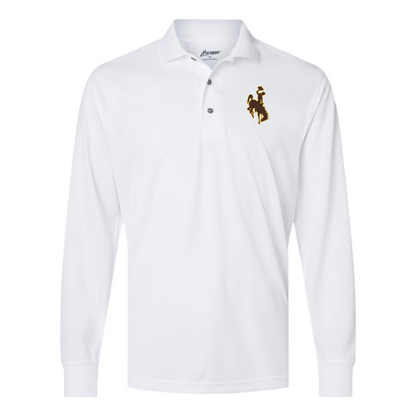 Men's  Wyoming Cowboys Art  Paragon Prescott Long Sleeve Polo