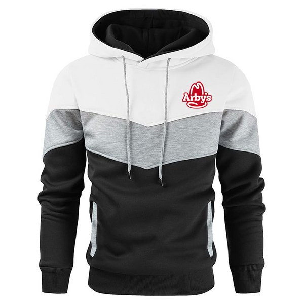 Men's Arbys  Novelty Color Block Pullover Fleece Hoodie Long Sleeve Casual