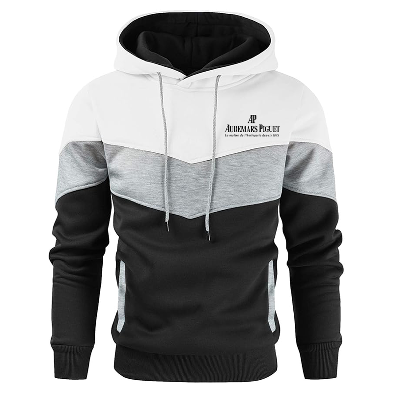 Men's Audemars-Piguet Novelty Color Block Pullover Fleece Hoodie Long Sleeve Casual
