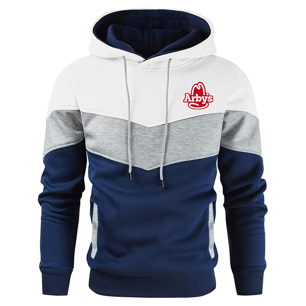 Men's Arbys  Novelty Color Block Pullover Fleece Hoodie Long Sleeve Casual