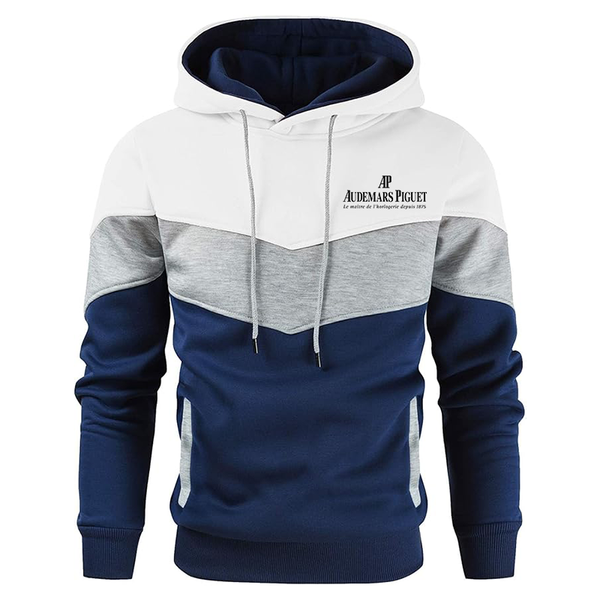 Men's Audemars-Piguet Novelty Color Block Pullover Fleece Hoodie Long Sleeve Casual