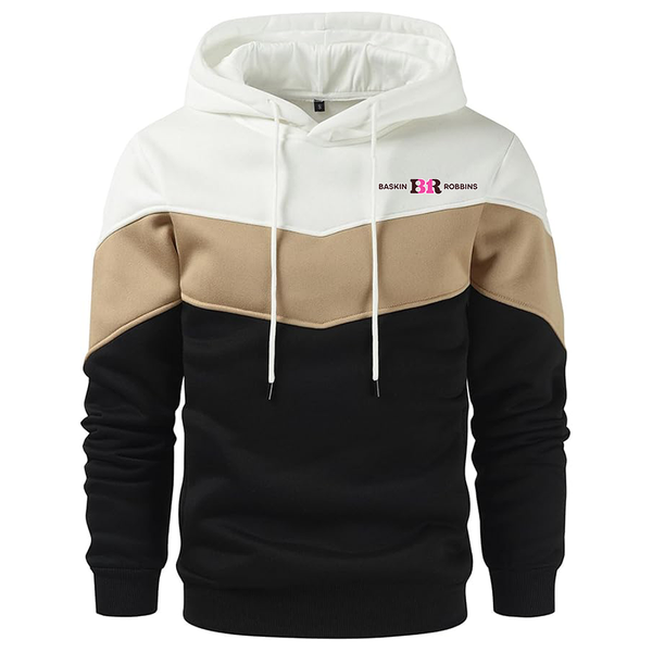 Men's Baskin-Rоbbins   Novelty Color Block Pullover Fleece Hoodie Long Sleeve Casual