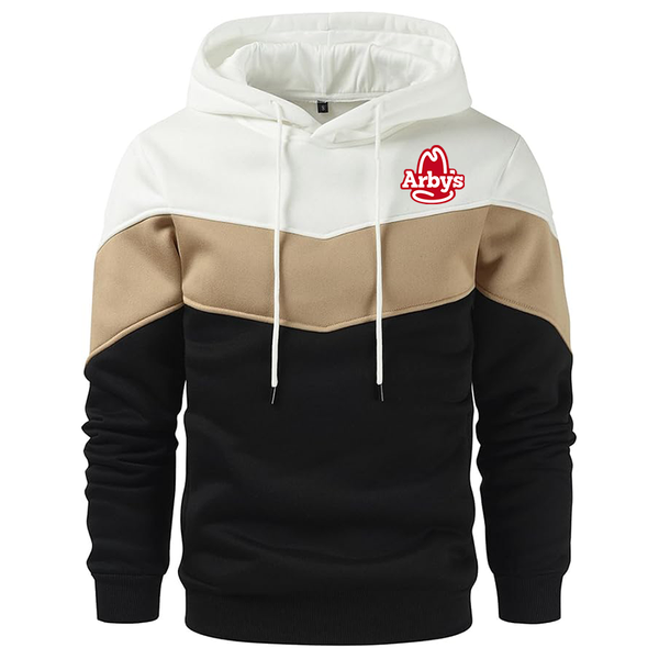 Men's Arbys  Novelty Color Block Pullover Fleece Hoodie Long Sleeve Casual