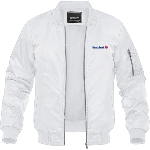 Men's DenizBank Logo Lightweight Bomber Jacket Windbreaker Softshell Varsity Jacket Coat