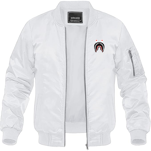 Men's BAPE Shark Logo Lightweight Bomber Jacket Windbreaker Softshell Varsity Jacket Coat