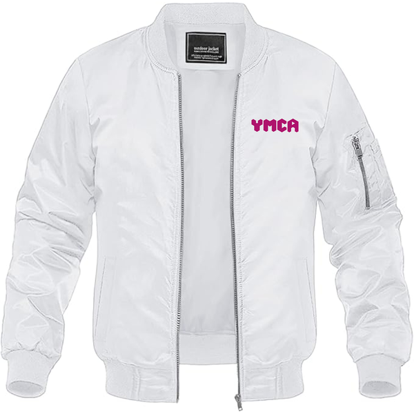Men's  YMCA Mauve Lightweight Bomber Jacket Windbreaker Softshell Varsity Jacket Coat