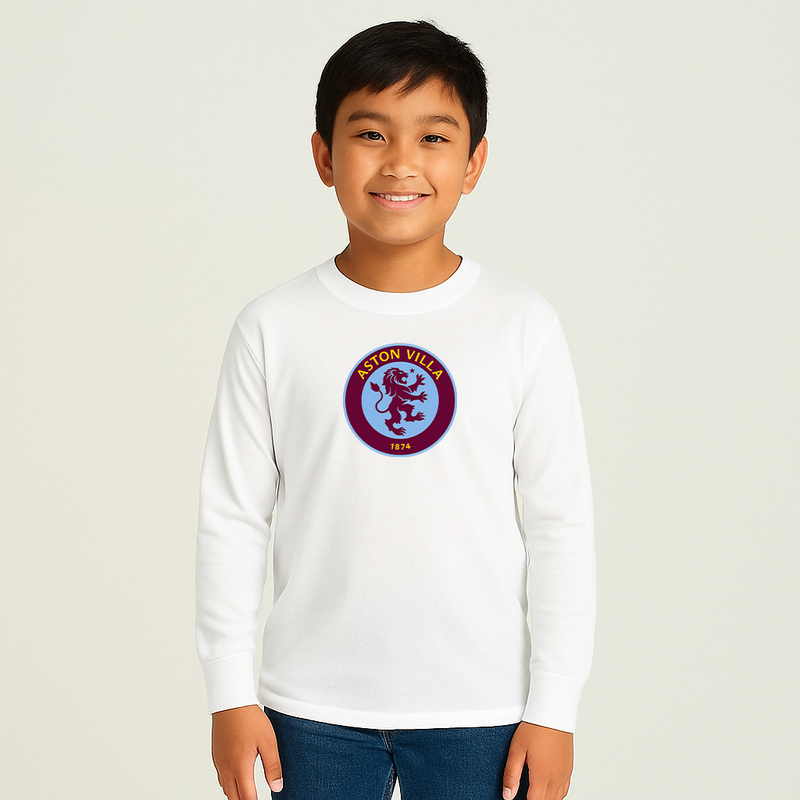 Youth Kids Aston Villa FC Long Sleeve T-Shirt
