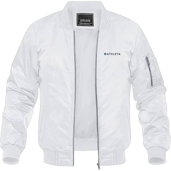 Men's Athleta Logo Lightweight Bomber Jacket Windbreaker Softshell Varsity Jacket Coat