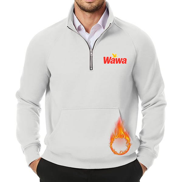 Men's  Wawa Gas Station JMIERR Quarter Zip Pullover Heavy Sweatshirts Warm Fleece Sweatshirt Polo Shirt with Pockets
