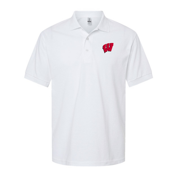 Men's Wisconsin Badgers Gildan Dry Blend Jersey Polo