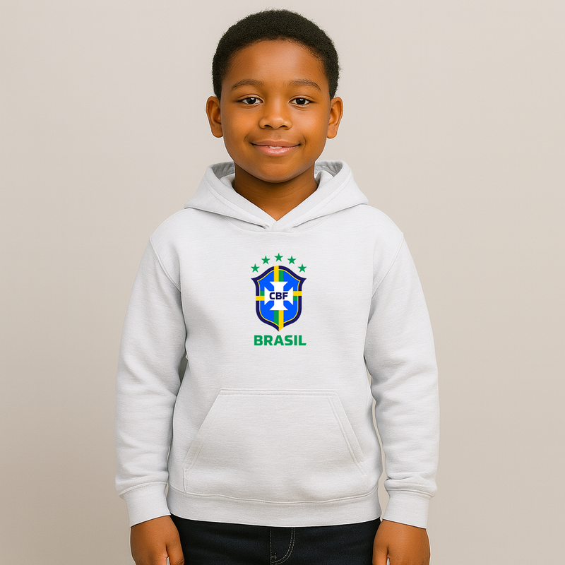 Youth Kids Brasil National Soccer Team Pullover Hoodie