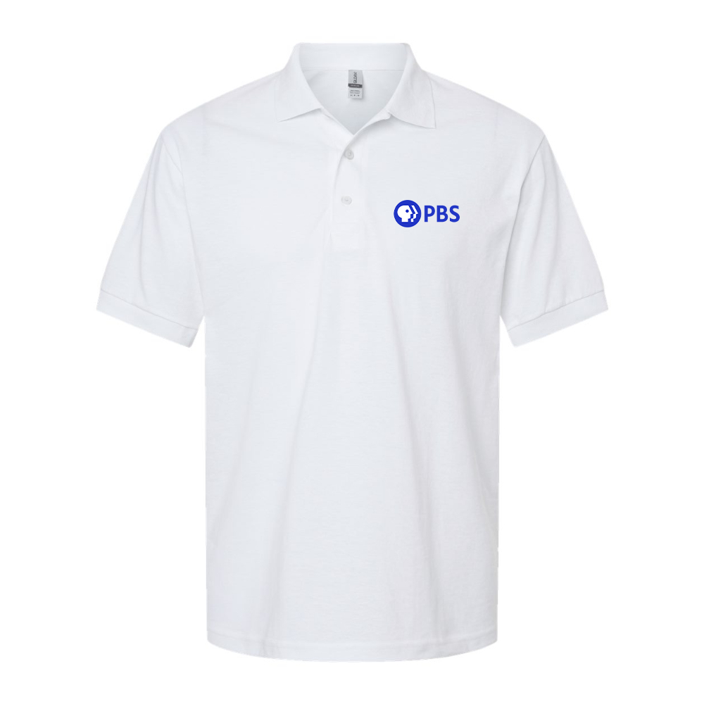 Men's PBS Blue Dry Blend Jersey Polo - White