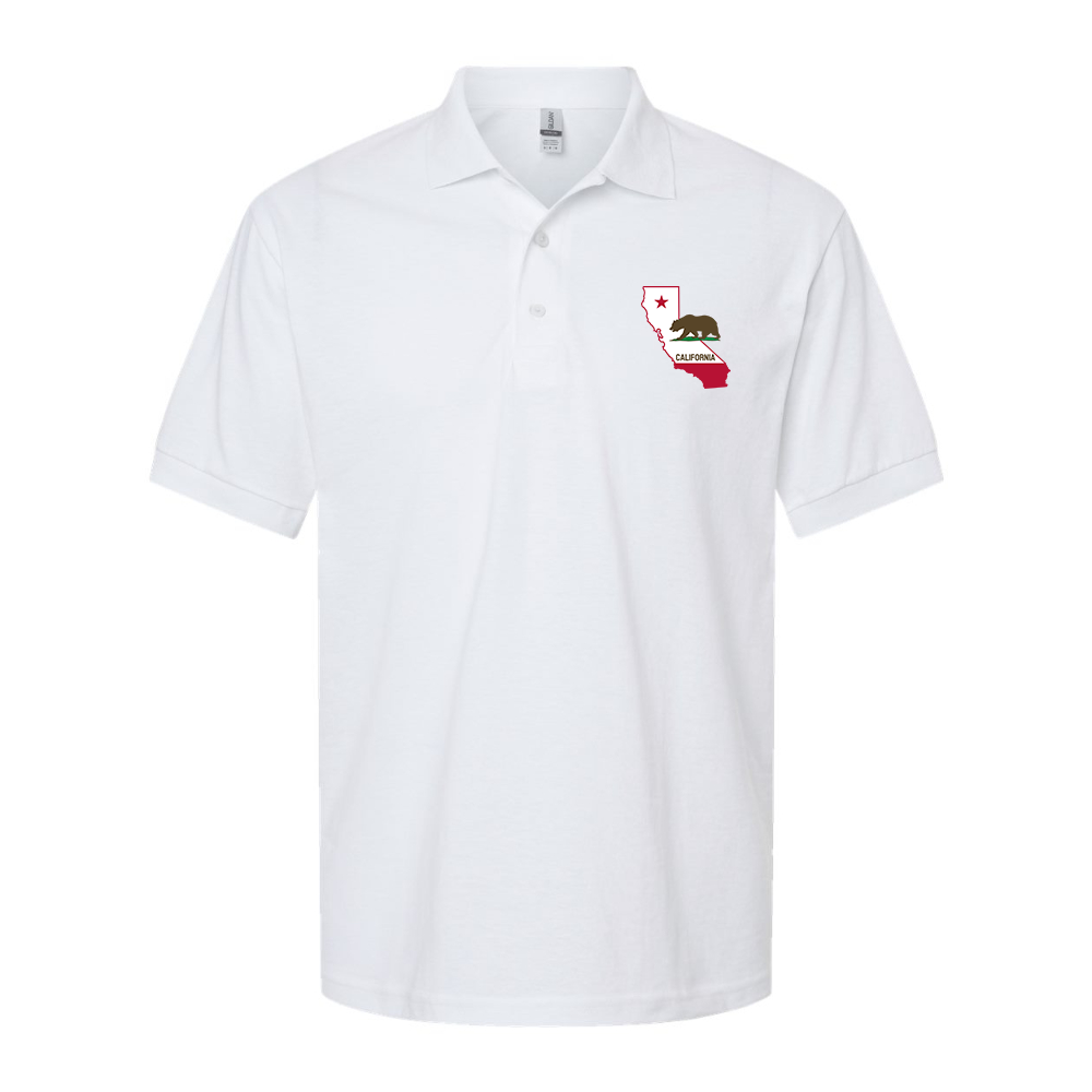 Men's California Bear Map Dry Blend Jersey Polo - White
