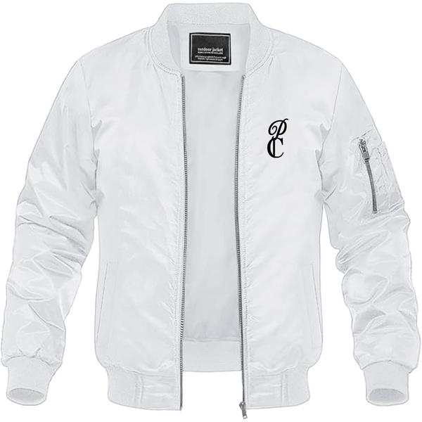 Men's P & C Black  Lightweight Bomber Jacket Windbreaker Softshell Varsity Jacket Coat