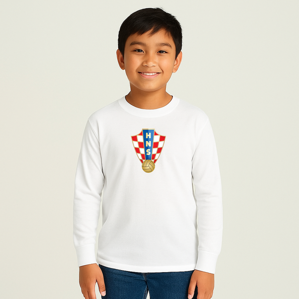 Youth Kids Croatia National Soccer Team Long Sleeve T-Shirt