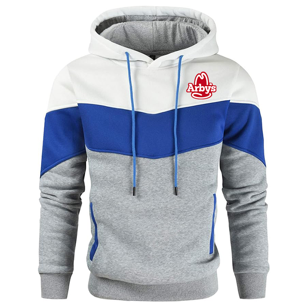 Men's Arbys  Novelty Color Block Pullover Fleece Hoodie Long Sleeve Casual