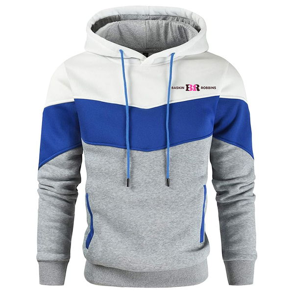 Men's Baskin-Rоbbins   Novelty Color Block Pullover Fleece Hoodie Long Sleeve Casual