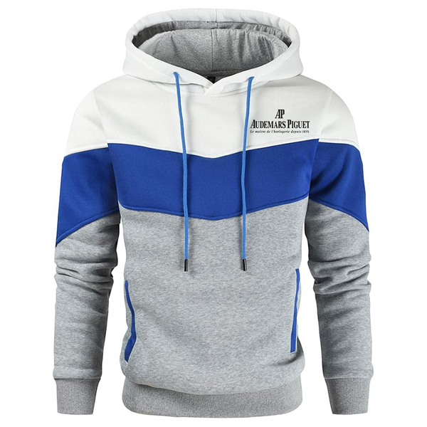 Men's Audemars-Piguet Novelty Color Block Pullover Fleece Hoodie Long Sleeve Casual
