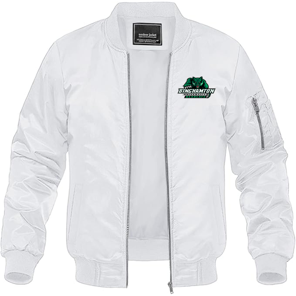 Men's  Binghamton Bearcats Lightweight Bomber Jacket Windbreaker Softshell Varsity Jacket Coat