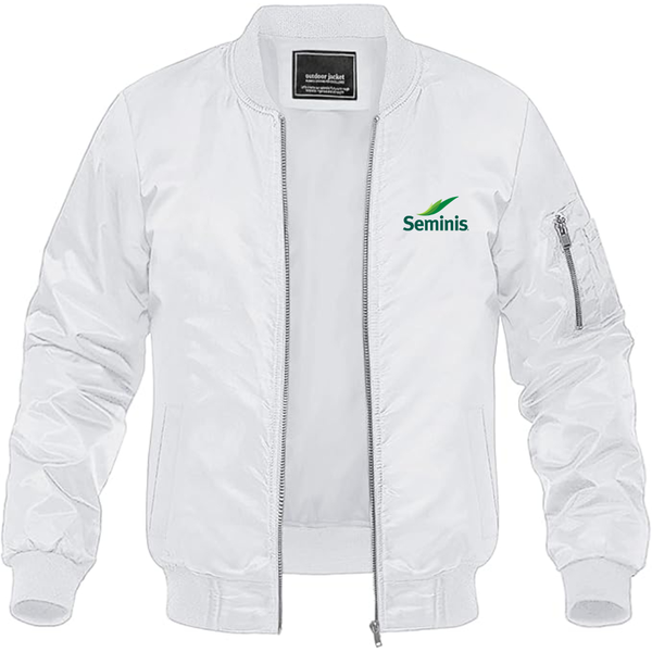 Men's  Seminis  Logo  Lightweight Bomber Jacket Windbreaker Softshell Varsity Jacket Coat