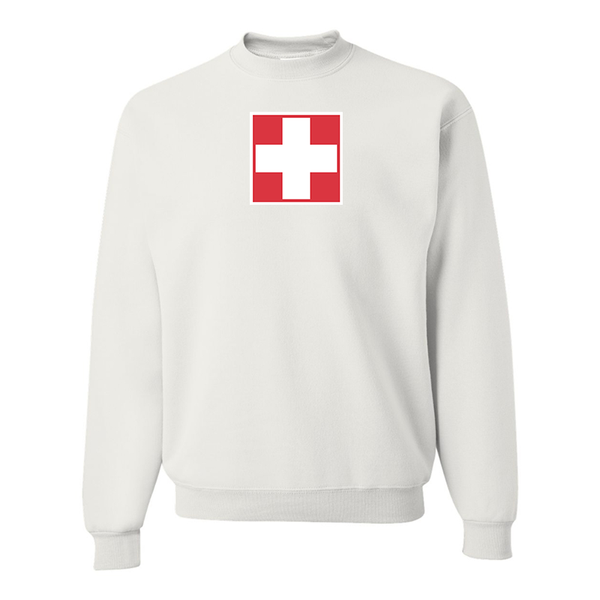 Men's Switzerland National Football Soccer Team   JERZEES NuBlend Crewneck Sweatshirt