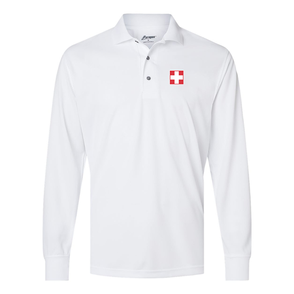 Men's Switzerland National Football Soccer Team Paragon Prescott Long Sleeve Polo