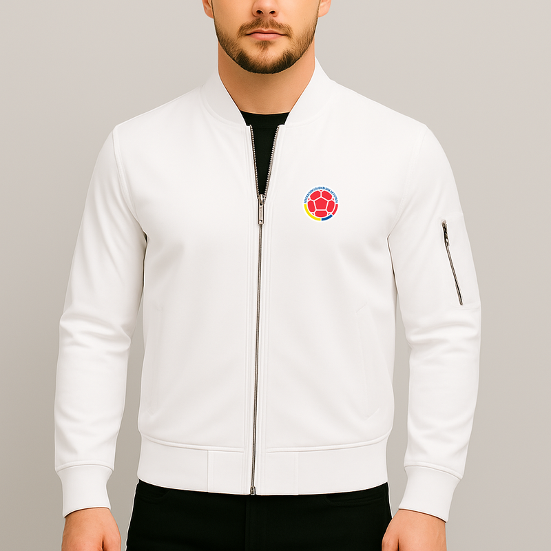 Men's Colombia National Soccer Team Lightweight Bomber Jacket Windbreaker Softshell Varsity Jacket Coat