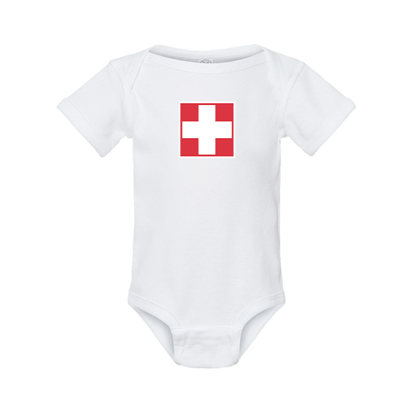 Switzerland National Football Soccer Team Rabbit Skins Infant Baby Rib Bodysuit