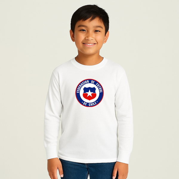 Youth Kids Chile National Soccer Team  Long Sleeve T-Shirt