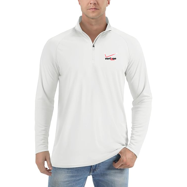 Men's  Verizon Wireless Lightweight Quarter-Zip Athletic Shirt Long Sleeve Performance