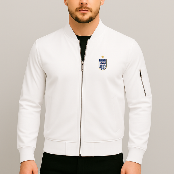 Men's England National Soccer Team Lightweight Bomber Jacket Windbreaker Softshell Varsity Jacket Coat