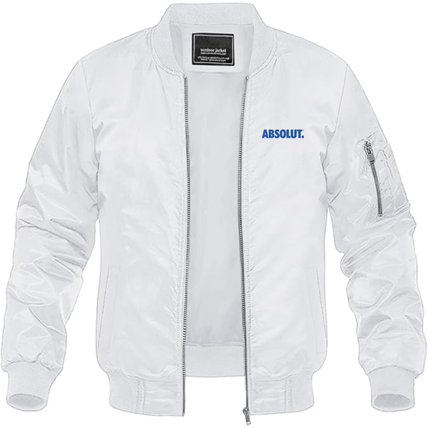 Men's Absolut Logo Lightweight Bomber Jacket Windbreaker Softshell Varsity Jacket Coat