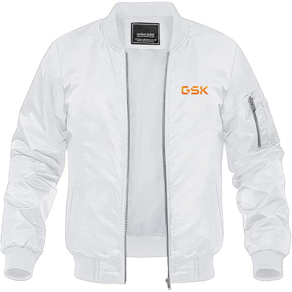 Men's GSK Logo Lightweight Bomber Jacket Windbreaker Softshell Varsity Jacket Coat