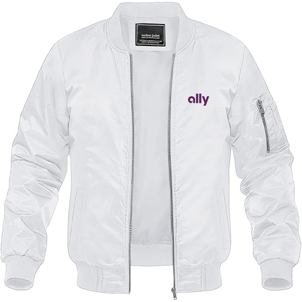 Men's Ally Financial Logo Lightweight Bomber Jacket Windbreaker Softshell Varsity Jacket Coat