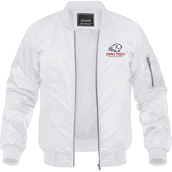 Men's Utah Tech Trailblazers Lightweight Bomber Jacket Windbreaker Softshell Varsity Jacket Coat
