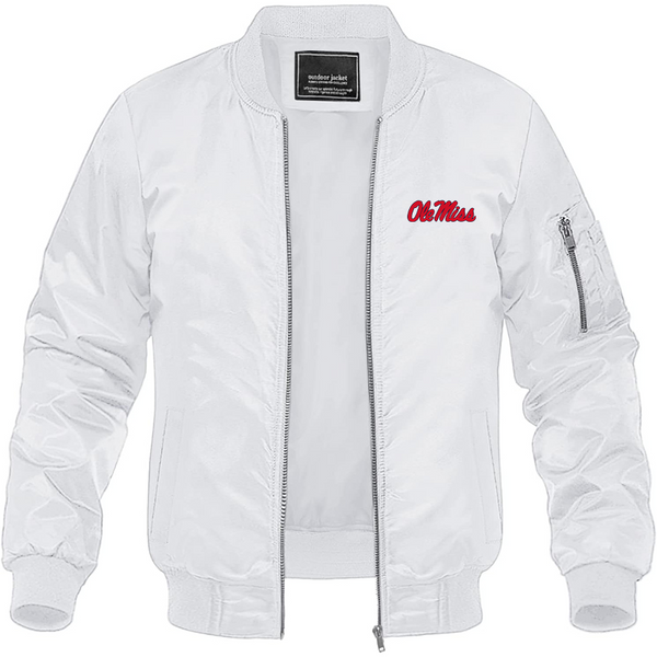 Men's Mississippi Rebels Logo Lightweight Bomber Jacket Windbreaker Softshell Varsity Jacket Coat