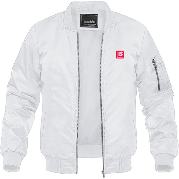 Men's Speedway Gas Station  Logo Lightweight Bomber Jacket Windbreaker Softshell Varsity Jacket Coat