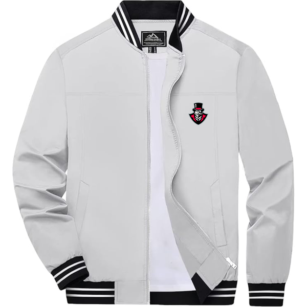 Men's Austin Peay Governors Lightweight Zip-Up Bomber Jacket with Ribbed Collar and Cuffs Versatile Casual Outerwear