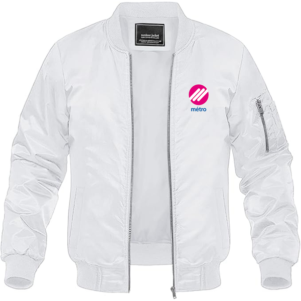 Men's Lausanne Métro Logo Lightweight Bomber Jacket Windbreaker Softshell Varsity Jacket Coat
