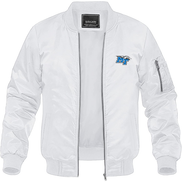 Men's Middle Tennessee Blue Raiders Lightweight Bomber Jacket Windbreaker Softshell Varsity Jacket Coat